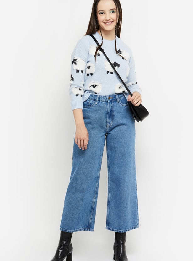 URB_N Women Jacquard Knit Pullover Sweater