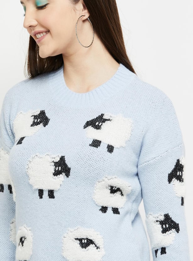 URB_N Women Jacquard Knit Pullover Sweater