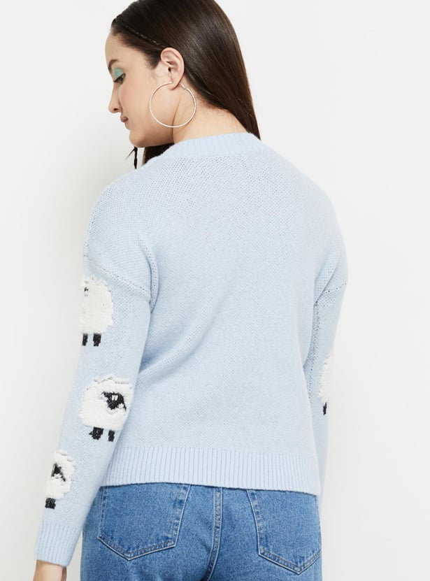 URB_N Women Jacquard Knit Pullover Sweater