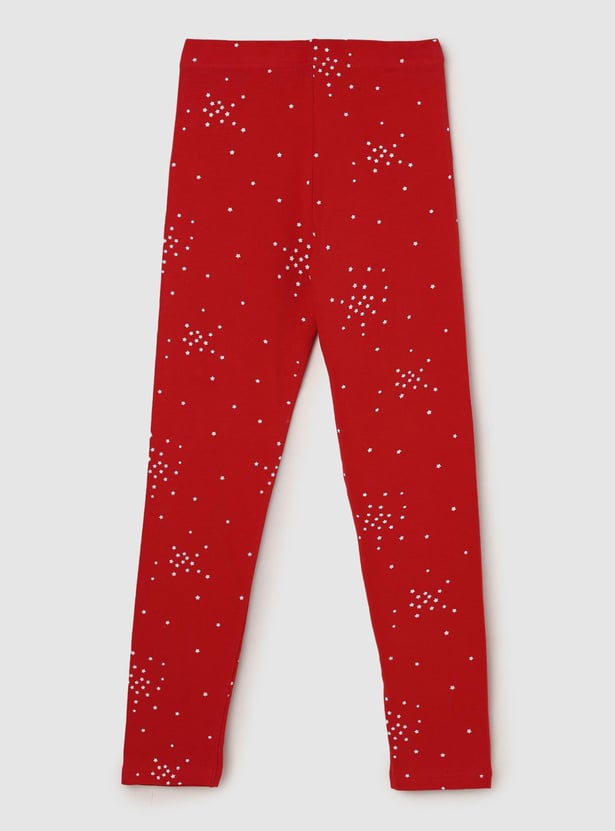Buy Girls Printed Full-Lentth Elasticated Leggings Online at just - Main Image