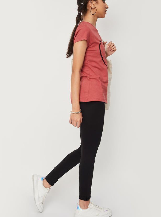 Girls Solid Full-Length Leggings