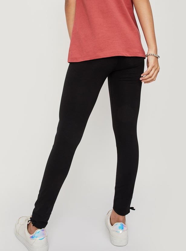 Girls Solid Full-Length Leggings