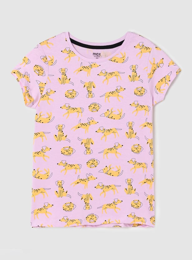 Girls Graphic Printed Half Sleeves T-shirt