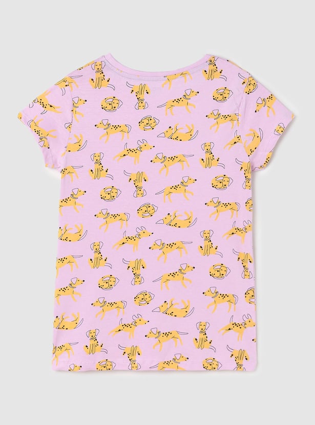 Girls Graphic Printed Half Sleeves T-shirt