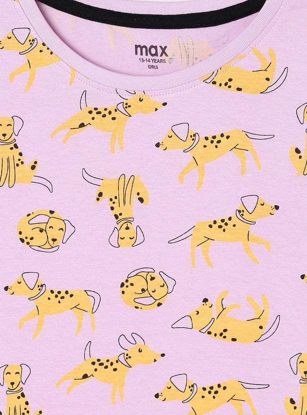 Girls Graphic Printed Half Sleeves T-shirt