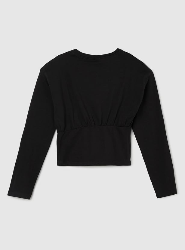 Girls Solid Long Sleeve Top
