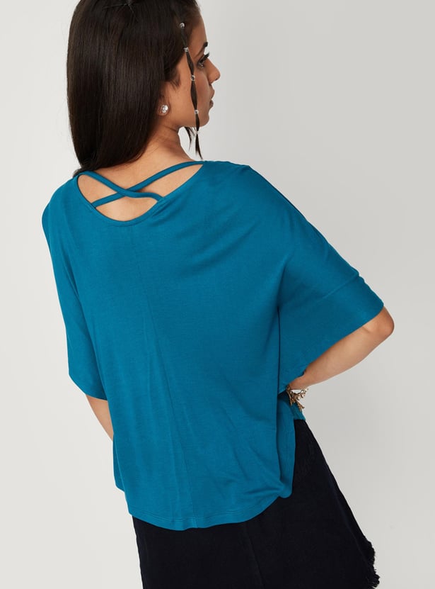 Girls Sequin Embellished Round Neck Casual Top