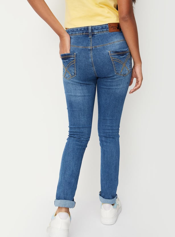 Girls Sequinned Slim Fit Jeans