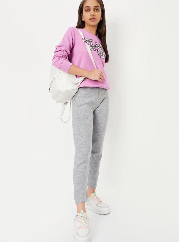 Girls Solid Elasticated Track Pants