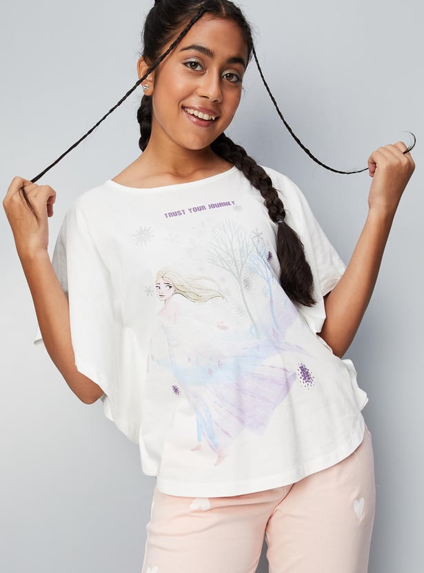 Girls Frozen Printed Poncho Top
