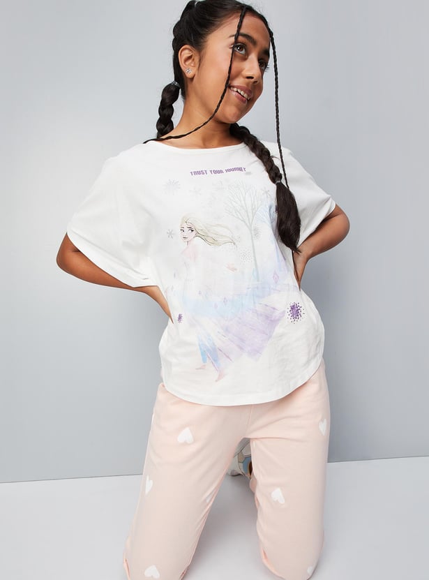Girls Frozen Printed Poncho Top