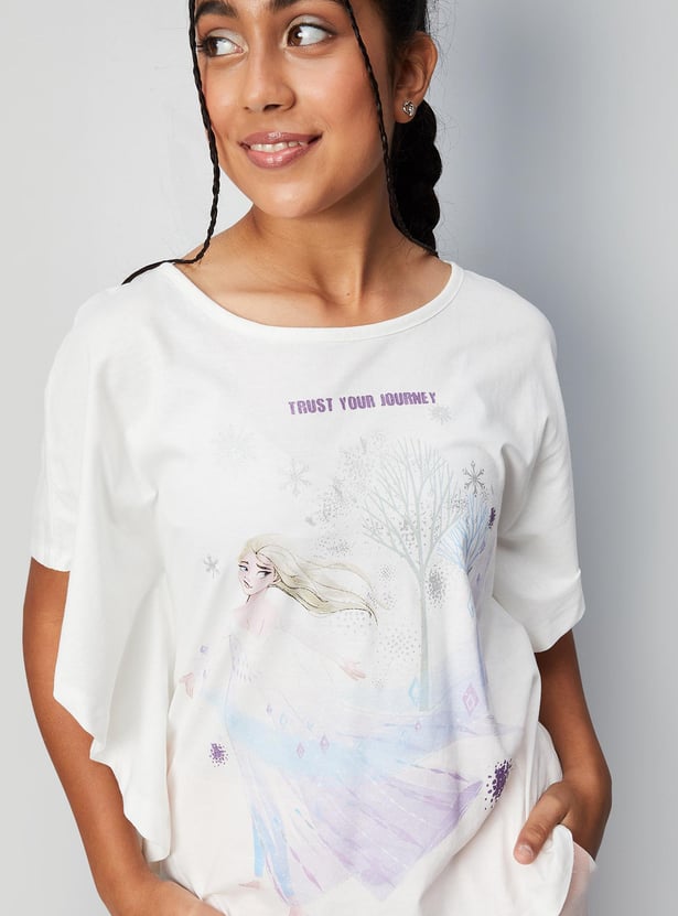 Girls Frozen Printed Poncho Top