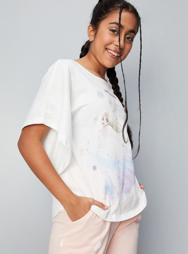 Girls Frozen Printed Poncho Top