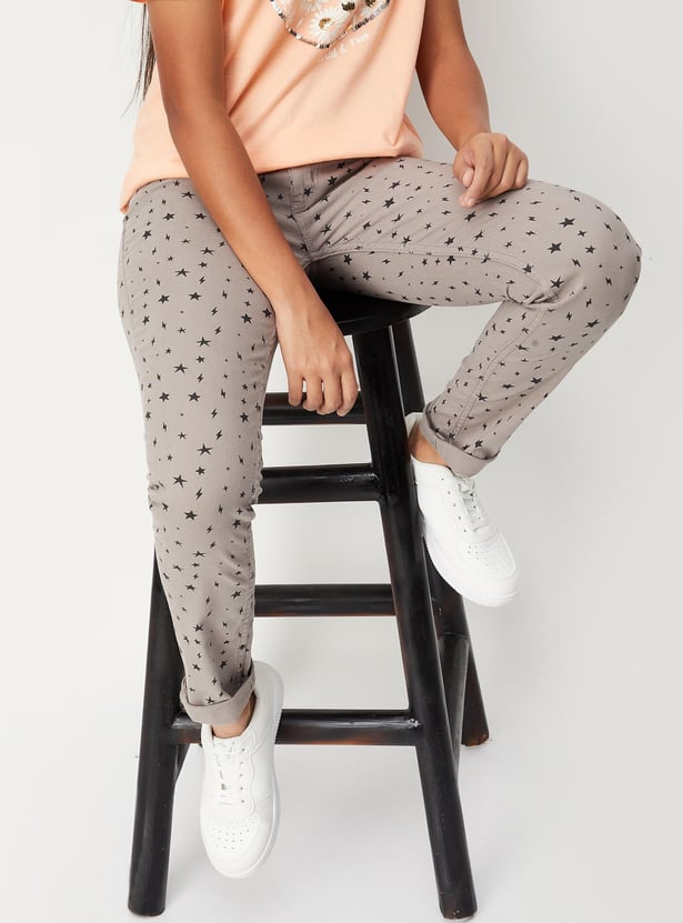 Girls Printed Woven Casual Trousers