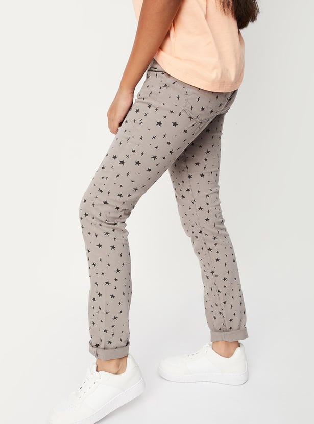 Girls Printed Woven Casual Trousers