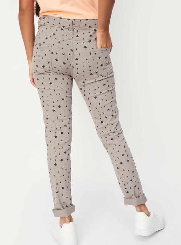 Girls Printed Woven Casual Trousers