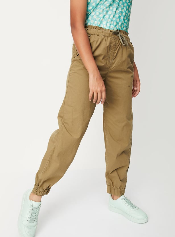 Girls Solid Jogger Trousers