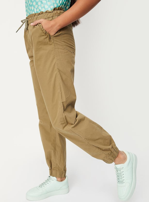 Girls Solid Jogger Trousers