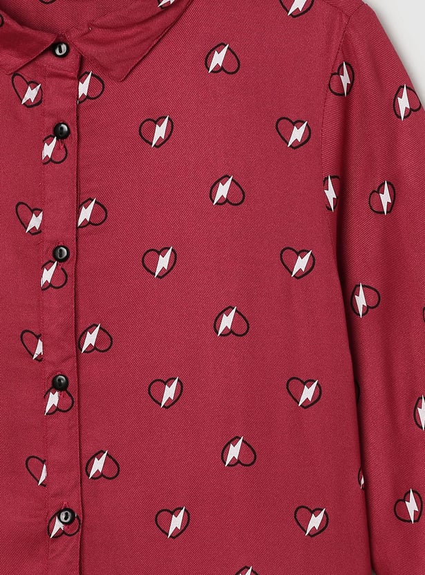 Girls All-Over Print Collared Tunic