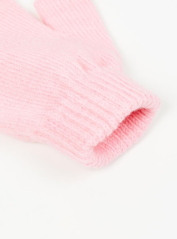 Boys Textured Beanie Cap With Gloves