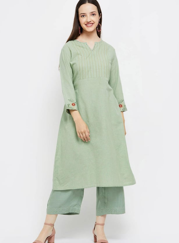 Women Checkered A-line Kurta