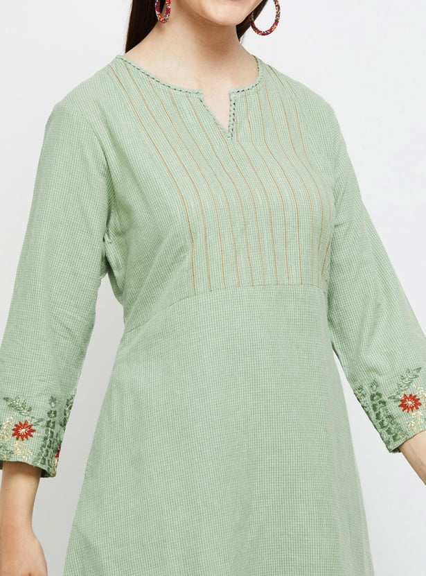 Women Checkered A-line Kurta