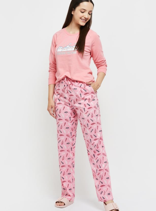 Women Printed Full-Length Elasticated Pyjamas