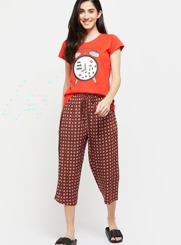 Women Printed Elasticated Capris