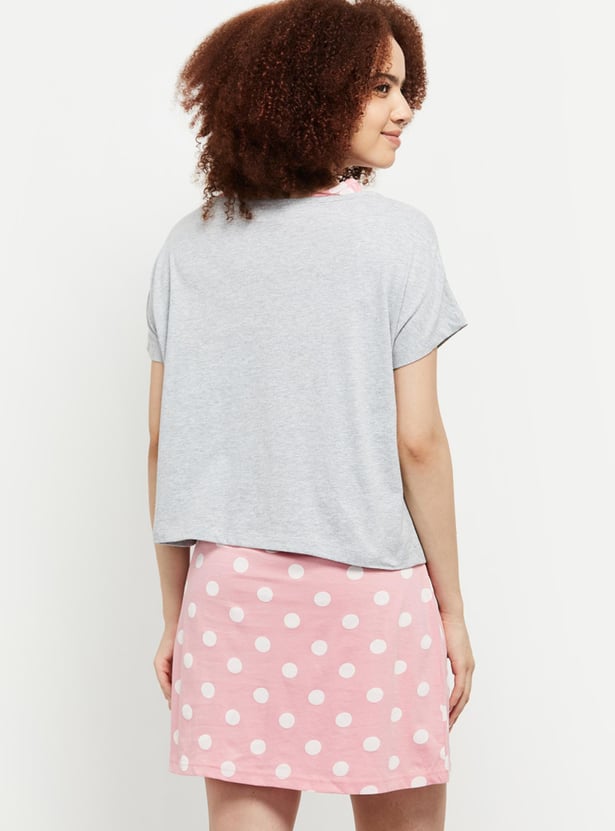 Women Printed Chemise With T-shirt