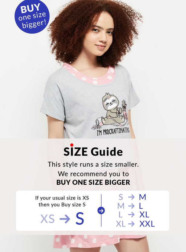 Buy Women Printed Chemise With T-shirt Online at just