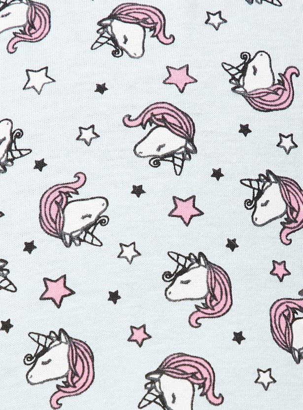 Women Quirky Printed Knit Pyjamas with Drawstring Closure