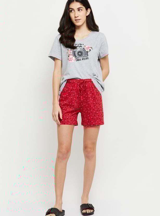 Women Printed Elasticated Lounge Shorts