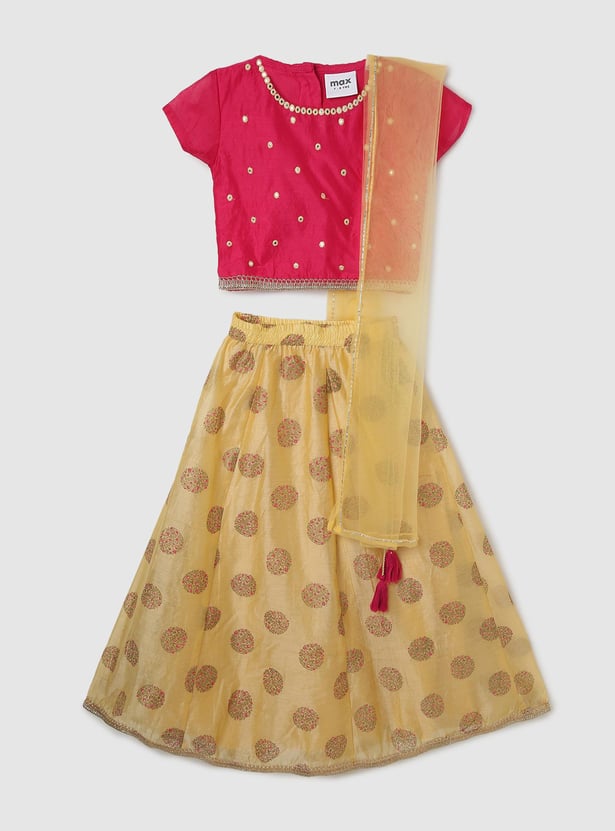 Girls Embellished Lehenga Set with Dupatta