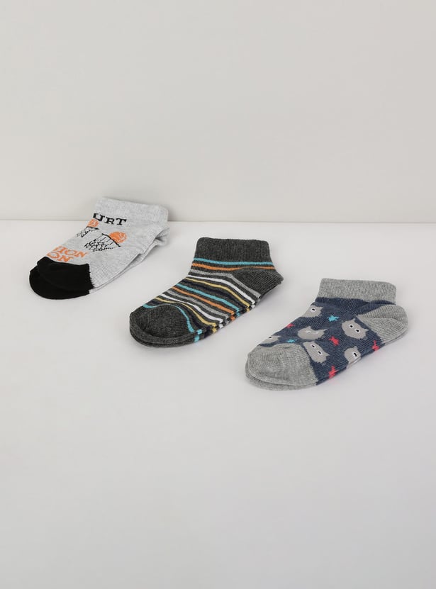 Boys Assorted Ankle-Length Socks - Pack of 3