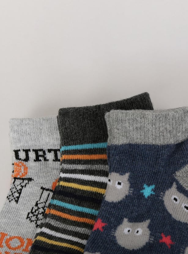 Boys Assorted Ankle-Length Socks - Pack of 3