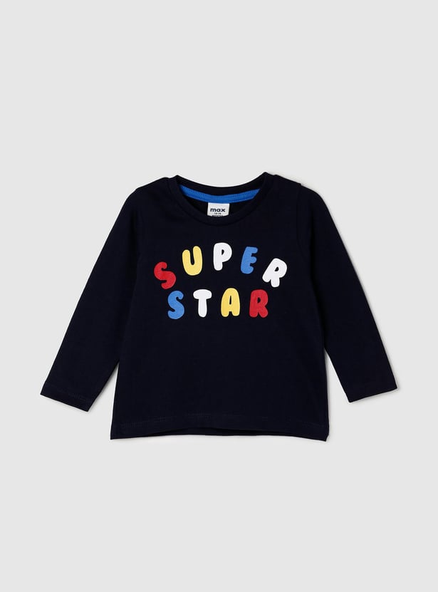 Boys Printed Full Sleeves T-shirt With Pyjama