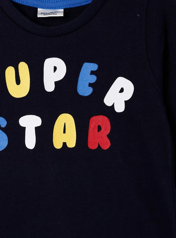 Boys Printed Full Sleeves T-shirt With Pyjama