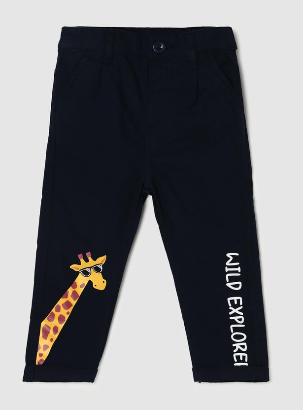 Boys Giraffe Print Woven Trousers