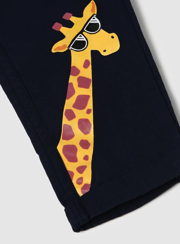 Boys Giraffe Print Woven Trousers
