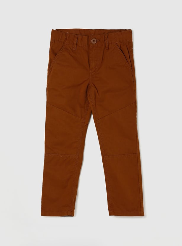 Boys Solid Full-Length Regular Fit Casual Trousers