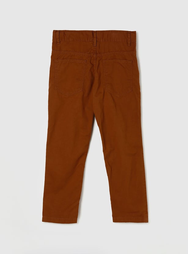 Boys Solid Full-Length Regular Fit Casual Trousers