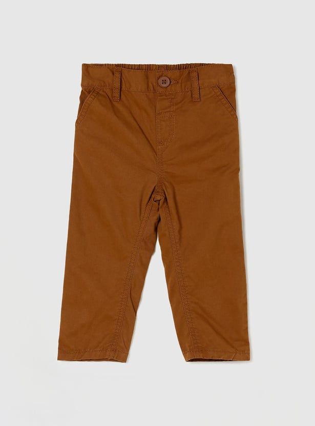 Boys Solid Full-Length Regular Fit Trousers