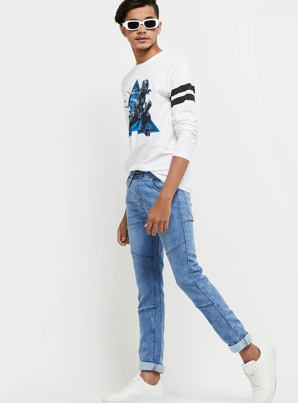 Boys Faded Slim Fit Elasticated Jeans