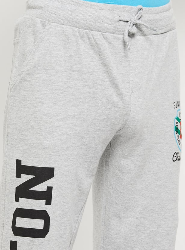 Boys Typographic Printed Drawstring Waist Joggers