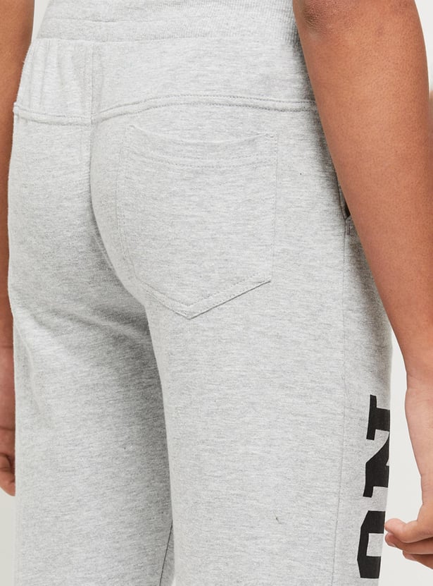 Boys Typographic Printed Drawstring Waist Joggers