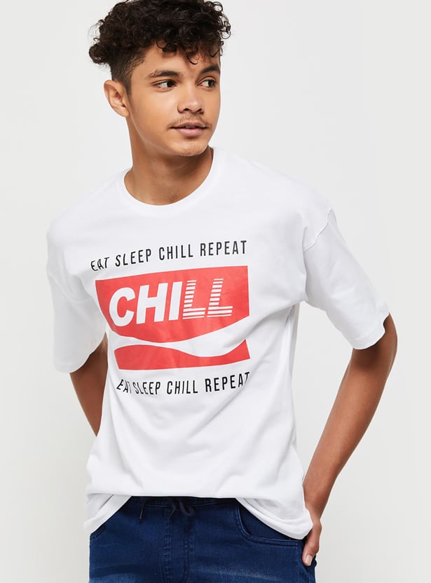 Boys Graphic Printed Crew Neck Regular Fit T-shirt