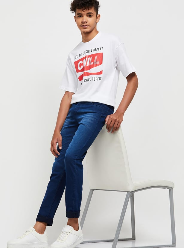 Boys Graphic Printed Crew Neck Regular Fit T-shirt