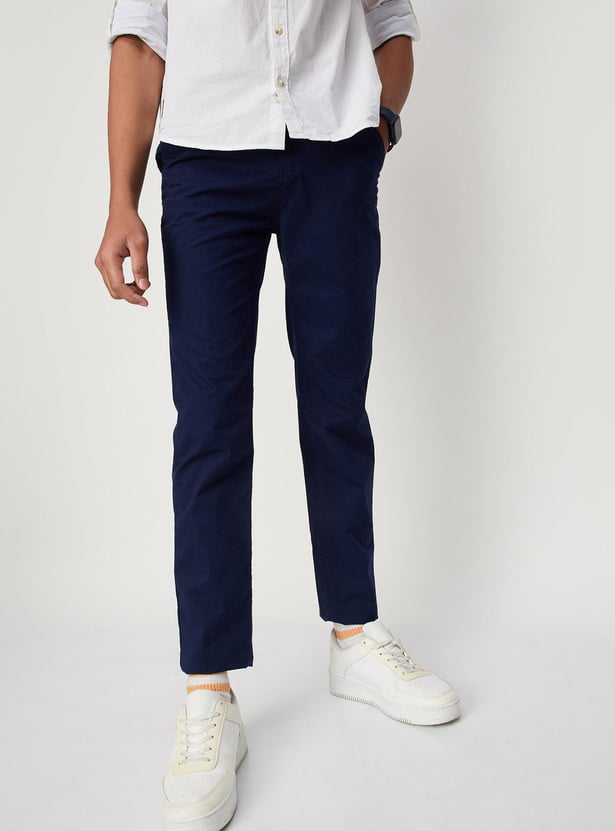 Boys Solid Full-Length Trousers
