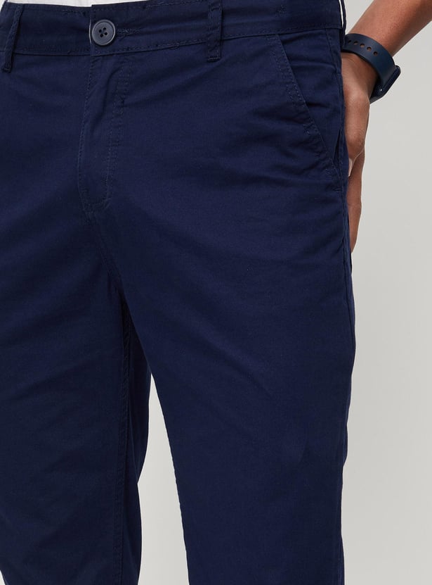 Boys Solid Full-Length Trousers