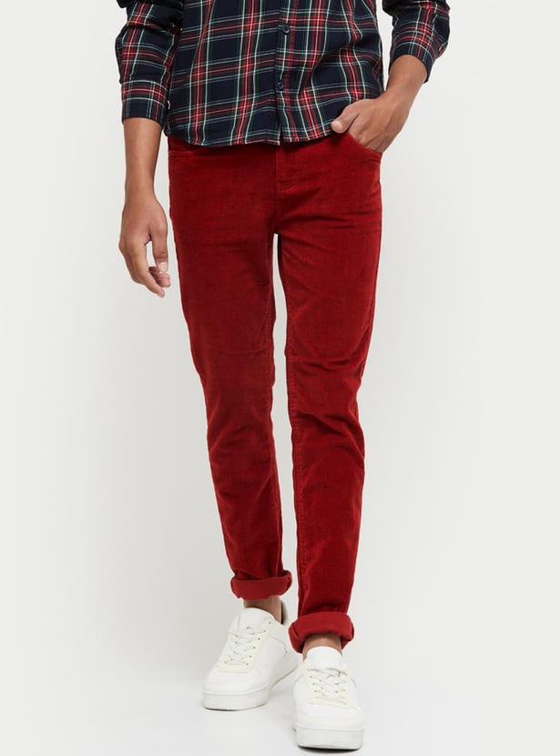 Boys Textured Corduroy Casual Trousers